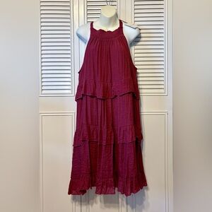Elegant Burgundy Tiered Women's Dress